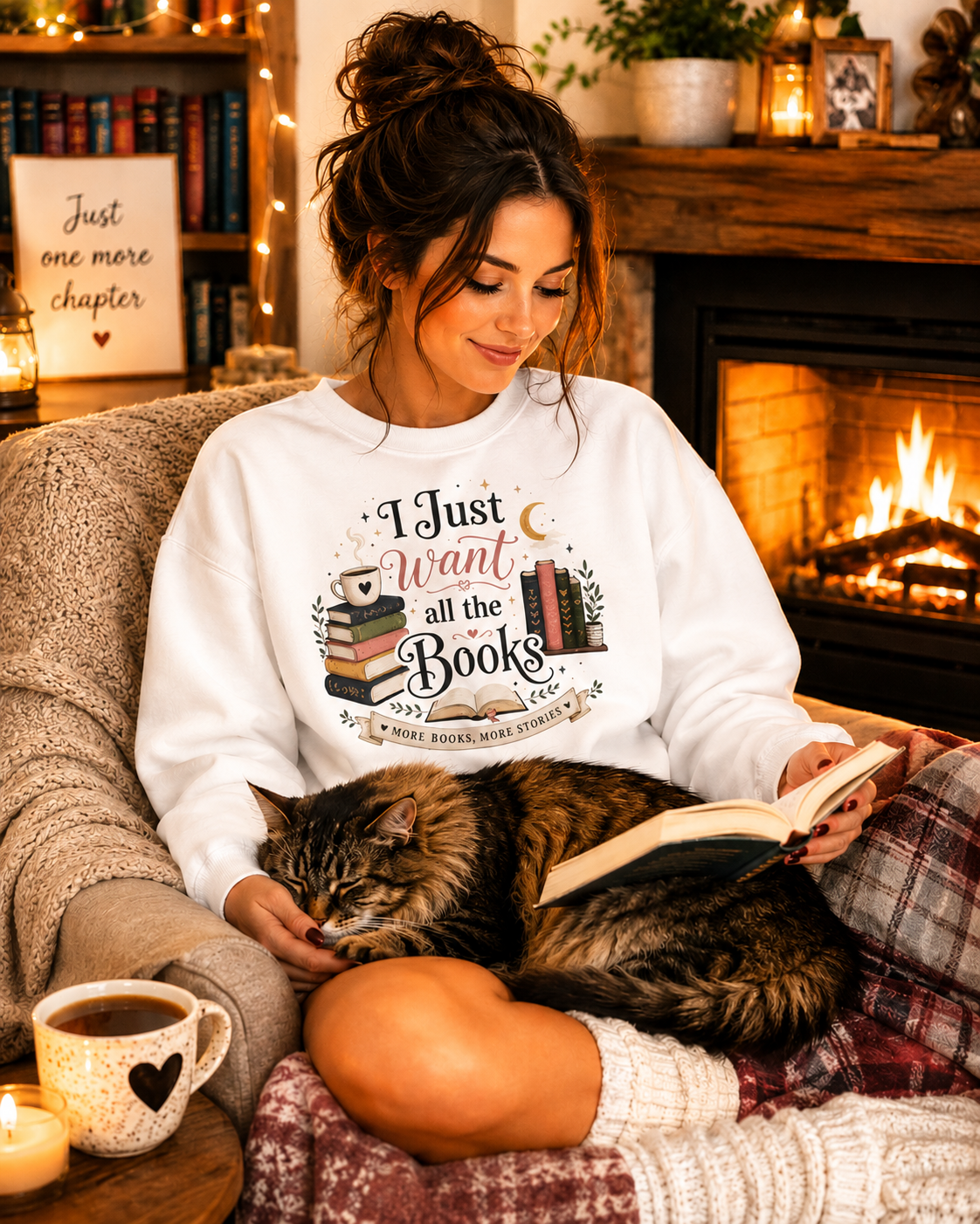 I Just Want All The Books sweatshirt | Reading Stack, Book Lover Crewneck