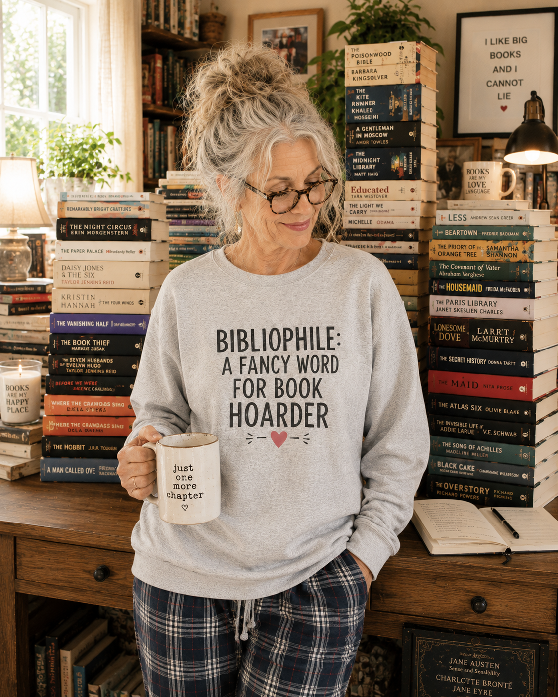 Bibliophile Sweatshirt - "A Fancy Word for Book Hoarder" Cozy Crewneck for Book Lovers