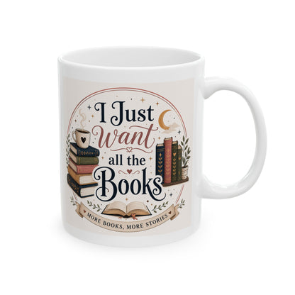 I Just Want To Read Books Mug | Book Stack Coffee Cup
