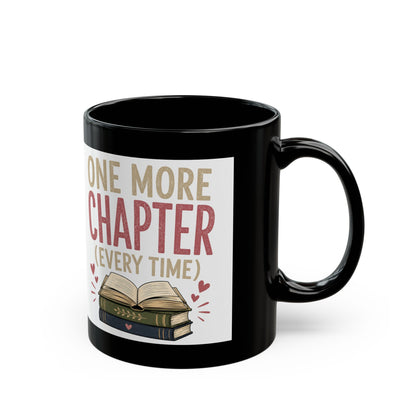 One More Chapter (Every Time) Book Stack Mug | Black Ceramic Coffee Cup