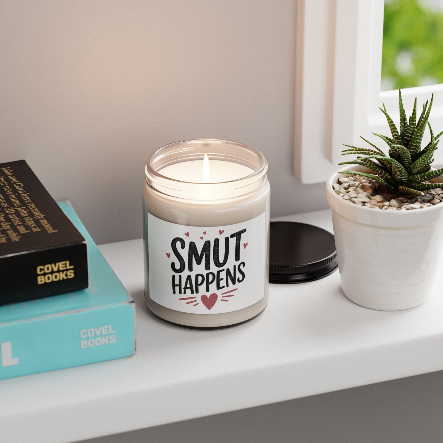Smut Happens Candle 9oz Soy Jar | Funny Typography Heart Scented Candle