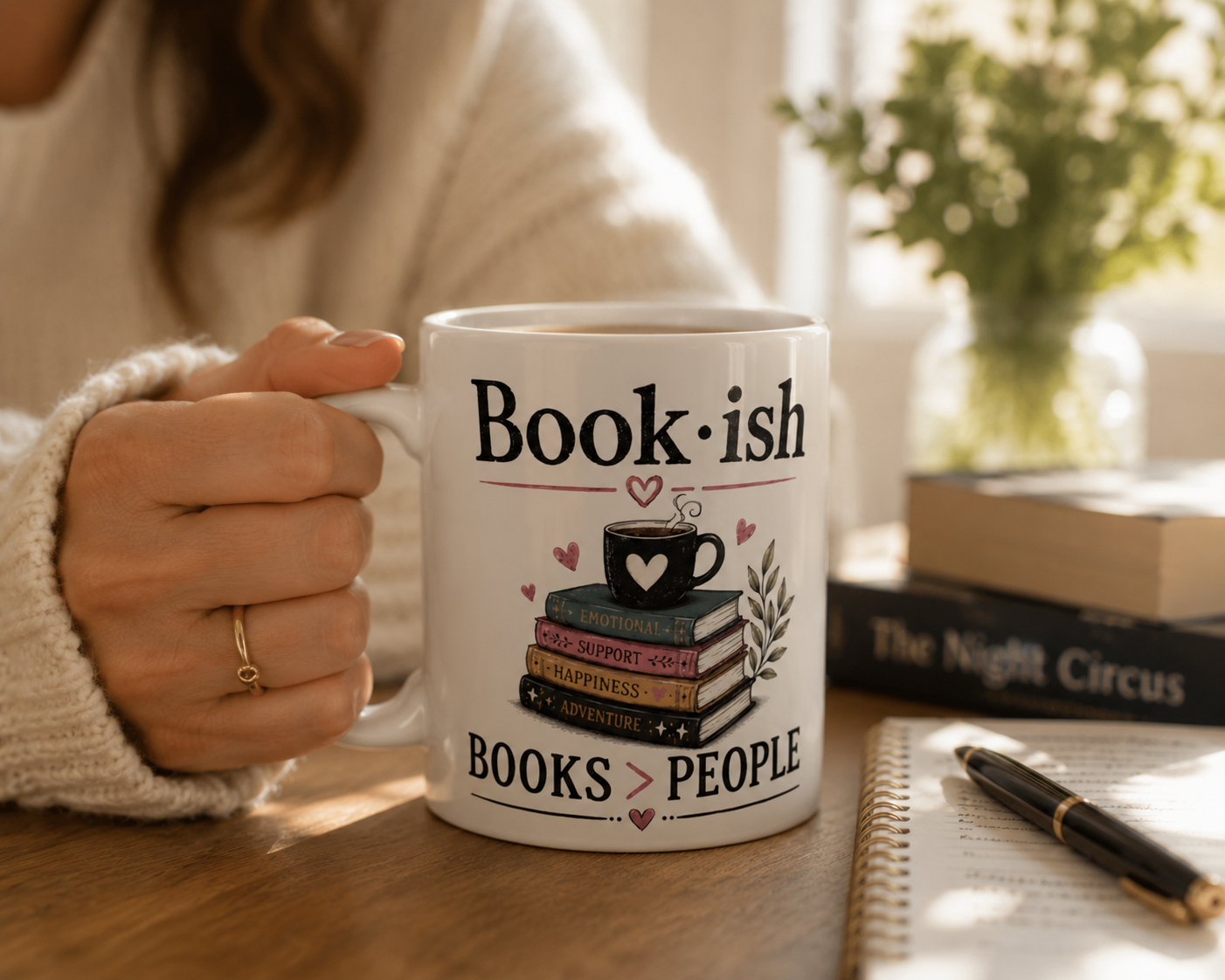 Book-ish mug | Books & People stack illustration, coffee cup