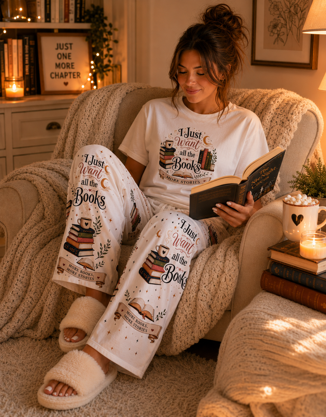 Booklover Women's Pajama Pants - 'I Just Want All the Books' Printed Lounge Pants