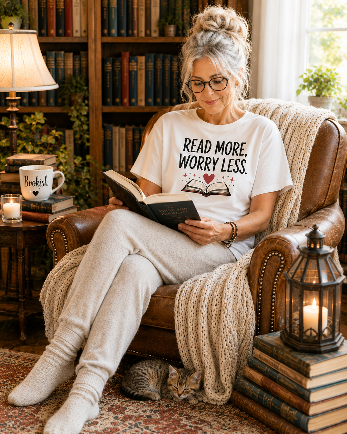 Read More Worry Less T-Shirt | Open Book Heart Reading Shirt