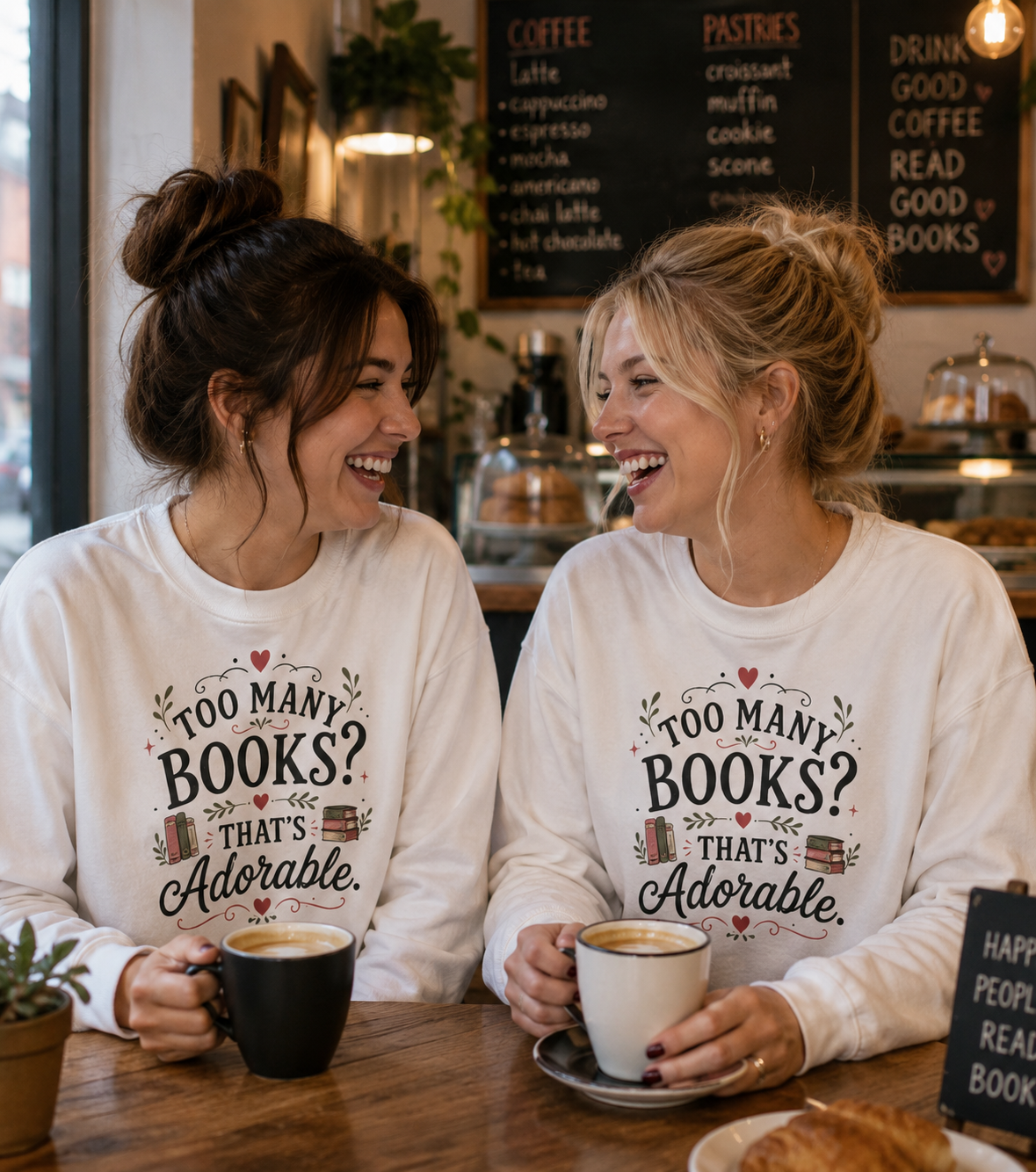 Too Many Books That's Adorable sweatshirt | Book Lover Crewneck, Reading Quote Pullover