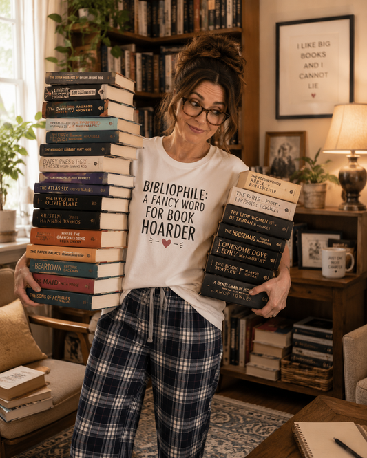 Bibliophile T-Shirt — "Bibliophile: A Fancy Word for Book Hoarder" Graphic Tee
