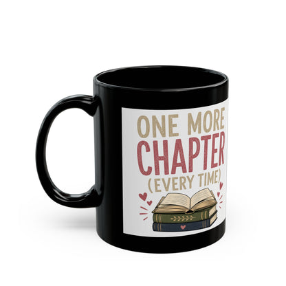One More Chapter (Every Time) Book Stack Mug | Black Ceramic Coffee Cup