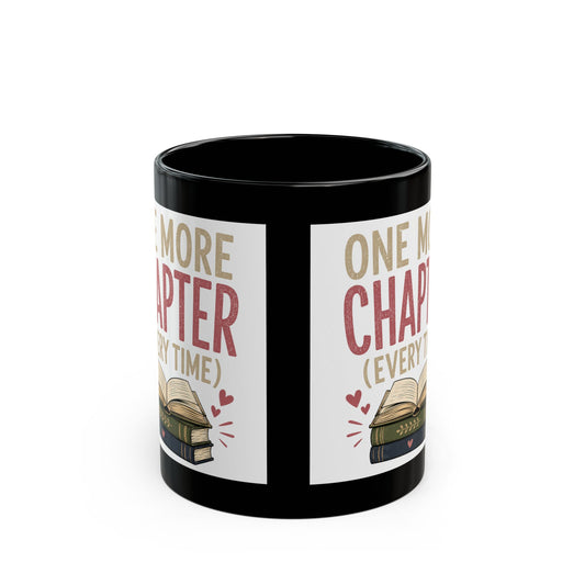 One More Chapter (Every Time) Book Stack Mug | Black Ceramic Coffee Cup