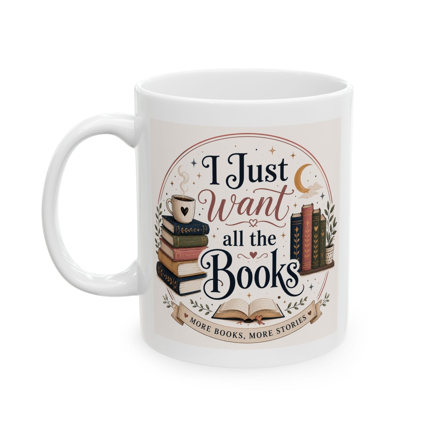 I Just Want To Read Books Mug | Book Stack Coffee Cup